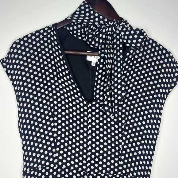 Tie-neck Polka-dot Silk Crepe De Chine Dress - Picture 3 of 8